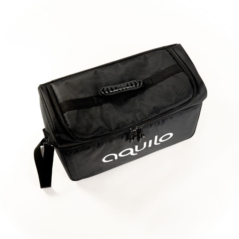 AquiloSportCCT1500CompressionBootsControlUnitInsideABlackCarryCaseBag