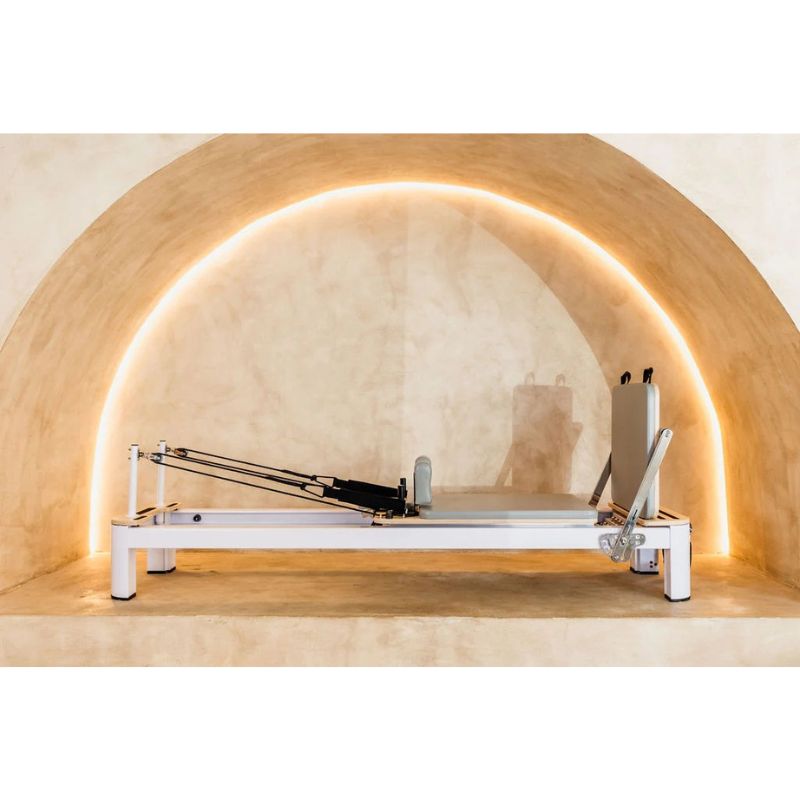 AussiePilatesDefineAP-AL-22ReformerInGreyColourwithMaleUsingIt