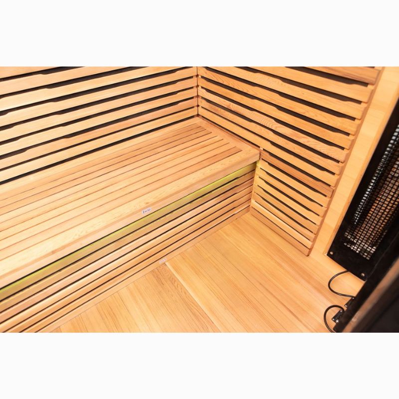 Chill Bunny 4-Person Outdoor Infrared Sauna Inside Look Bench View