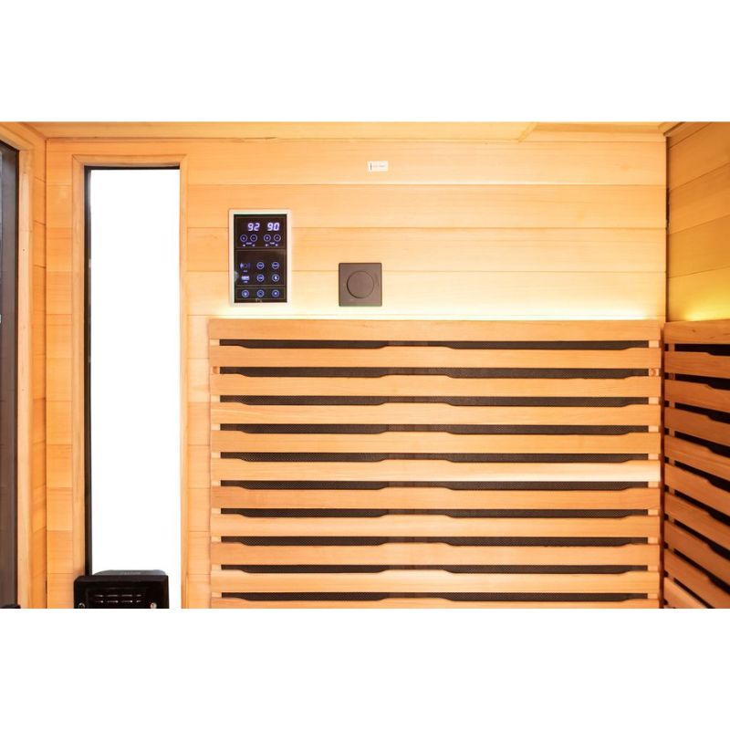 Chill Bunny 4-Person Outdoor Infrared Sauna Inside Look Control Display