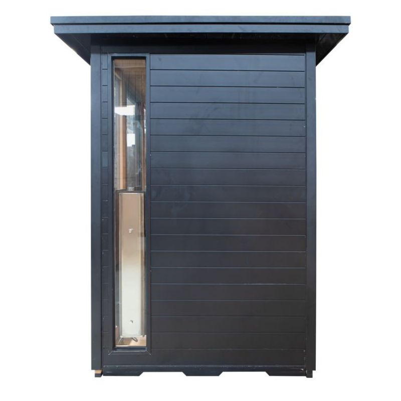 Chill Bunny 4-Person Outdoor Infrared Sauna In Black Colour Side View Outside  Look