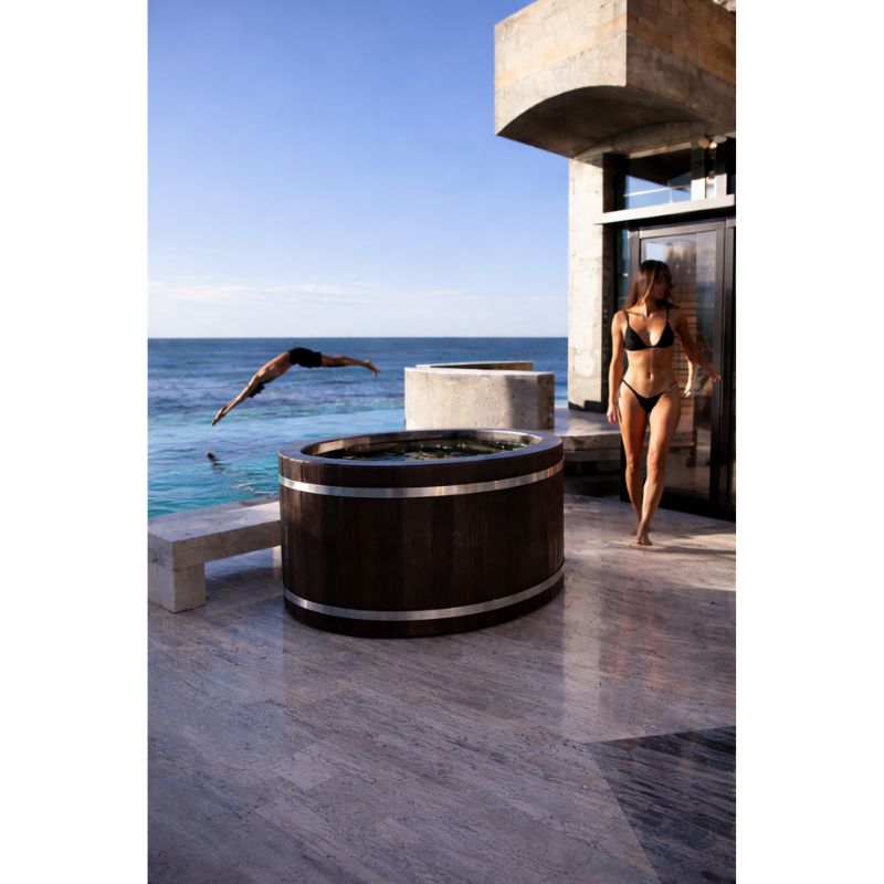 Chill Bunny Personal Cedar Wooden Ice Bath Look Outdoor