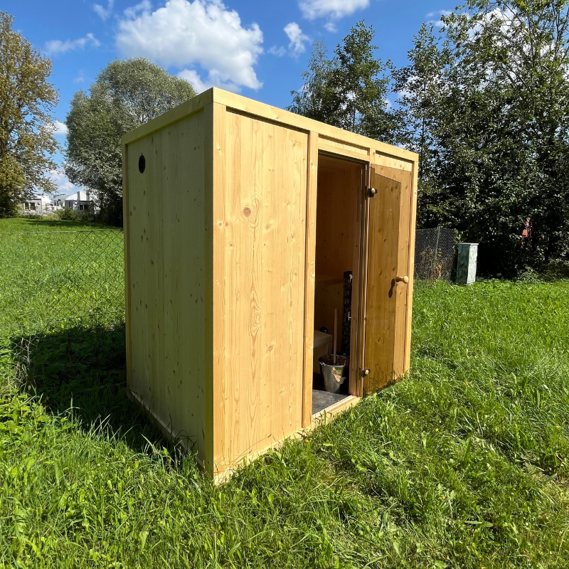 Harmone Aurora 4 Person Outdoor Traditional Sauna Front Left Side View with Open Door