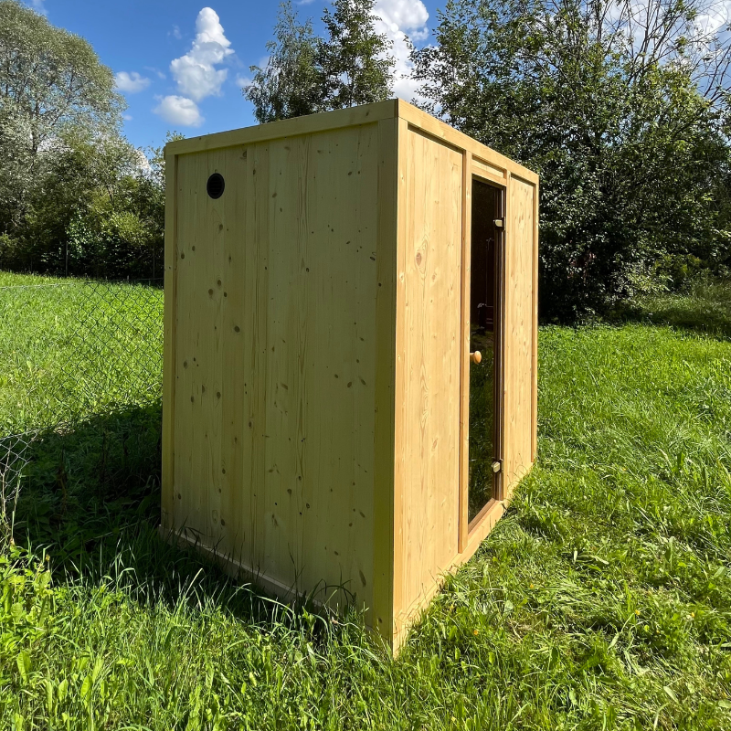 Harmone Aurora 4 Person Outdoor Traditional Sauna Left Side View with Door Close