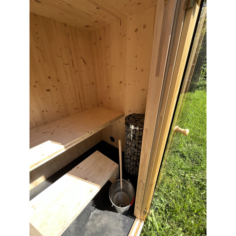 Harmone Aurora 4 Person Outdoor Traditional Sauna Benches Inside