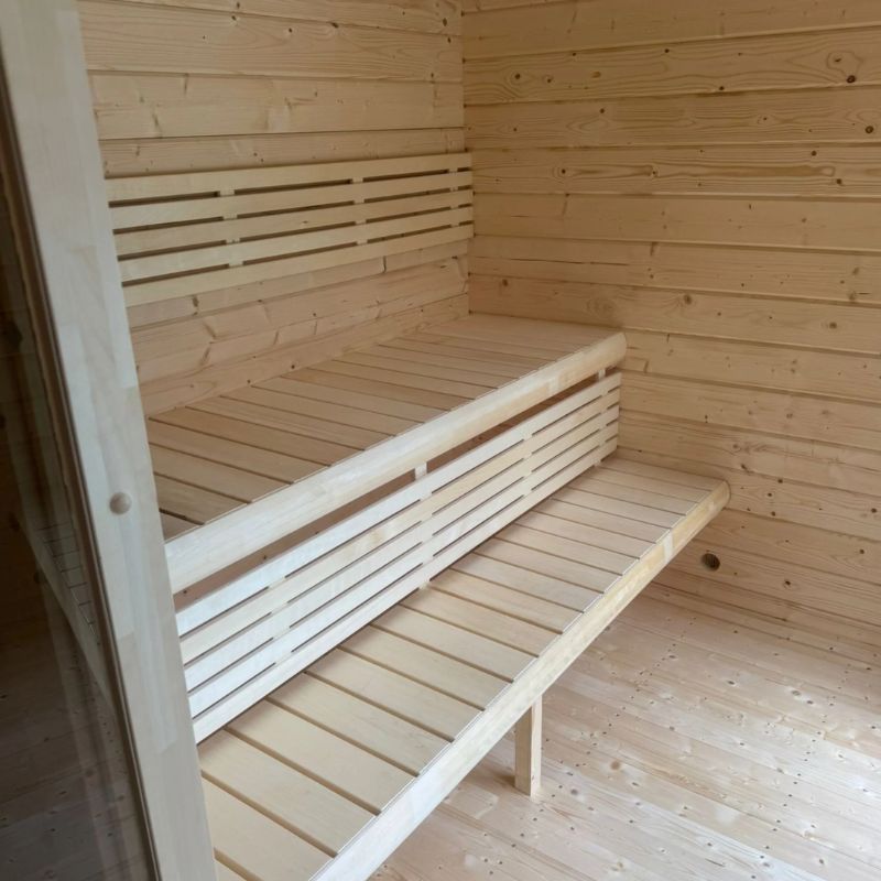 Harmone Cabin Island 4 Person Outdoor Traditional Sauna Inside Look Benches