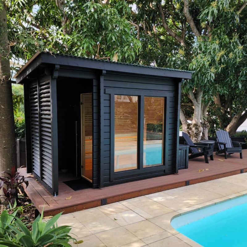 Harmone Cabin Island 4 Person Outdoor Traditional Sauna Placed Outdoor