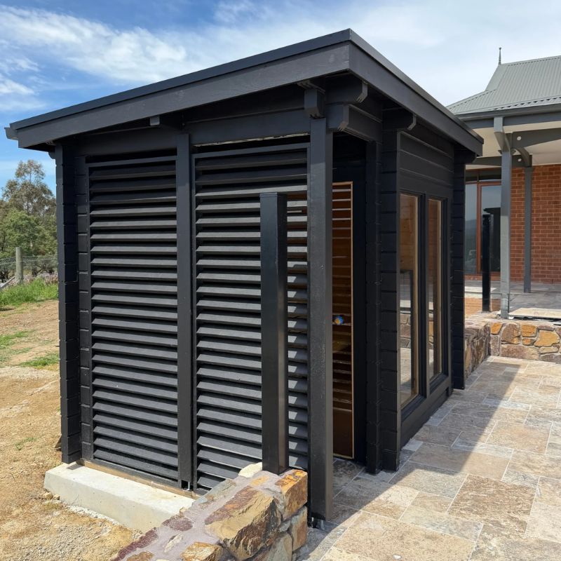 Harmone Cabin Island 4 Person Outdoor Traditional Sauna Black Colour Side View