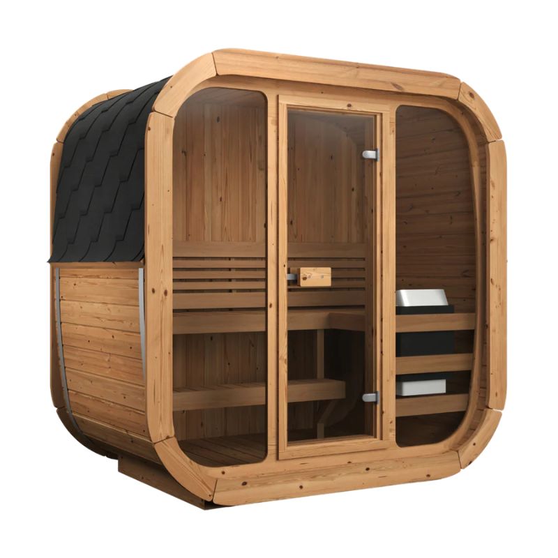 Harmone Icon 125 3 Person Barrel Traditional Sauna Front Side View Render Only Image