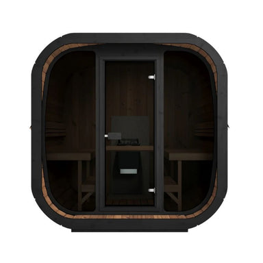 Harmone Icon XL 6 Person Barrel Outdoor Traditional Sauna In Black Colour Front View
