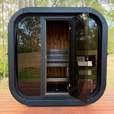 Harmone Icon 125 3 Person Barrel Traditional Sauna In Black Colour Front View