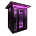 Innerlight 2 Person La Mar Full Spectrum Infrared Outdoor Sauna (Black) Front Left Side with Purple Lights