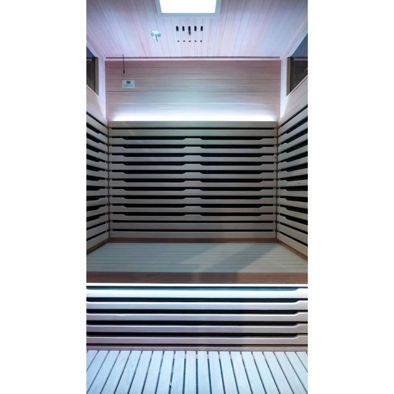 Innerlight 2 Person La Mar Full Spectrum Infrared Outdoor Sauna (Black) Inside View