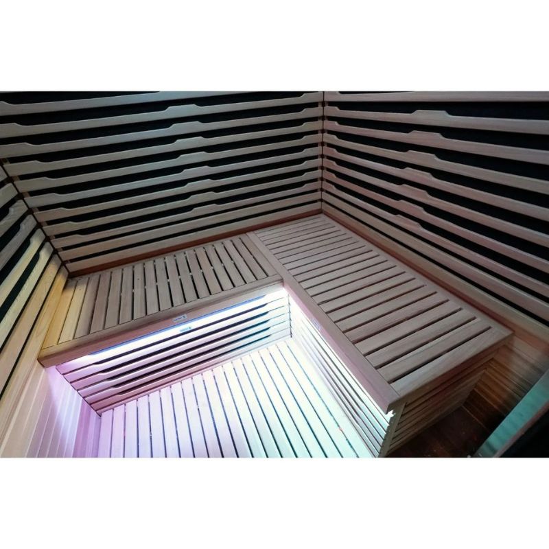 Innerlight 3 Person Bella Deluxe Outdoor Infrared Sauna with Benches Inside Top View