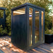 Innerlight 3 Person Bella Deluxe Outdoor Infrared Sauna Front Left Side View Outdoor