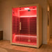 Innerlight 3 Person Mali Infrared Sauna Front Side with Red Lights On
