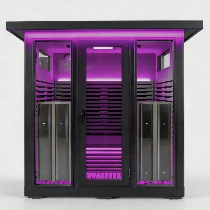 Innerlight 4 Person La Mar Outdoor Infrared Sauna (Black) Front View