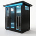Innerlight 4 Person La Mar Outdoor Infrared Sauna (Black) Front Right with Blue Lights