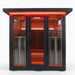 Innerlight 4 Person La Mar Outdoor Infrared Sauna (Black) Front View with Red Lights