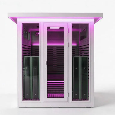 Innerlight 4 Person La Mar Outdoor Infrared Sauna (White) Front View