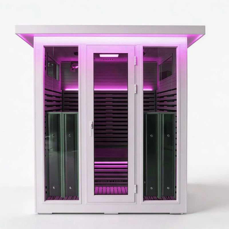 Innerlight 4 Person La Mar Outdoor Infrared Sauna (White) Front View