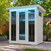 Innerlight 4 Person La Mar Outdoor Infrared Sauna (White) Front View In Outdoor Location