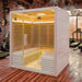 Innerlight4PersonTwinSeatInfraredSaunaPlacedIndoorWithYellowLightsOn