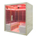 Innerlight4PersonTwinSeatInfraredSaunaLeftSideViewWithRedLightsOn