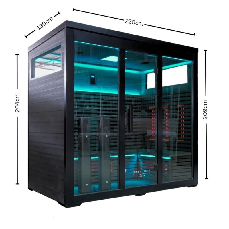 Innerlight5PersonBellaDeluxeOutdoorInfraredSaunaInBlackColourDimensions