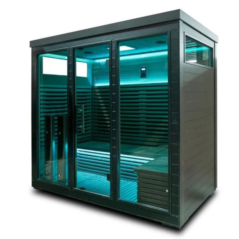 Innerlight5PersonBellaDeluxeOutdoorInfraredSaunaInBlackColourRightSideView