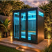 Innerlight 5 Person Bella Deluxe Outdoor Infrared Sauna Front Right View Outdoor Location