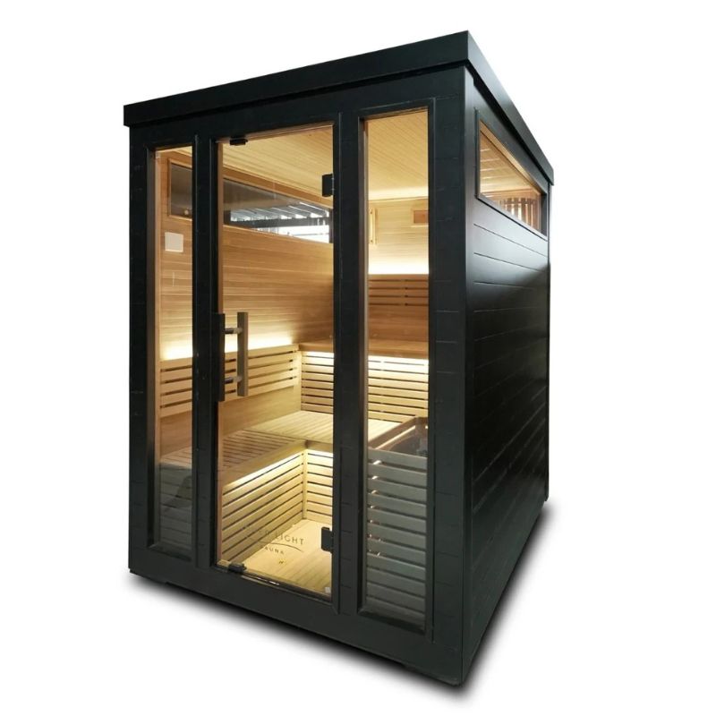 Innerlight5PersonDemfinOutdoorTraditionalSaunaInBlackColourRightSideView