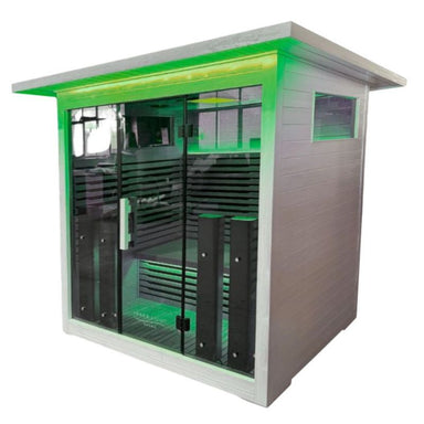 Innerlight 4 Person White Infrared Outdoor Sauna Front Side View