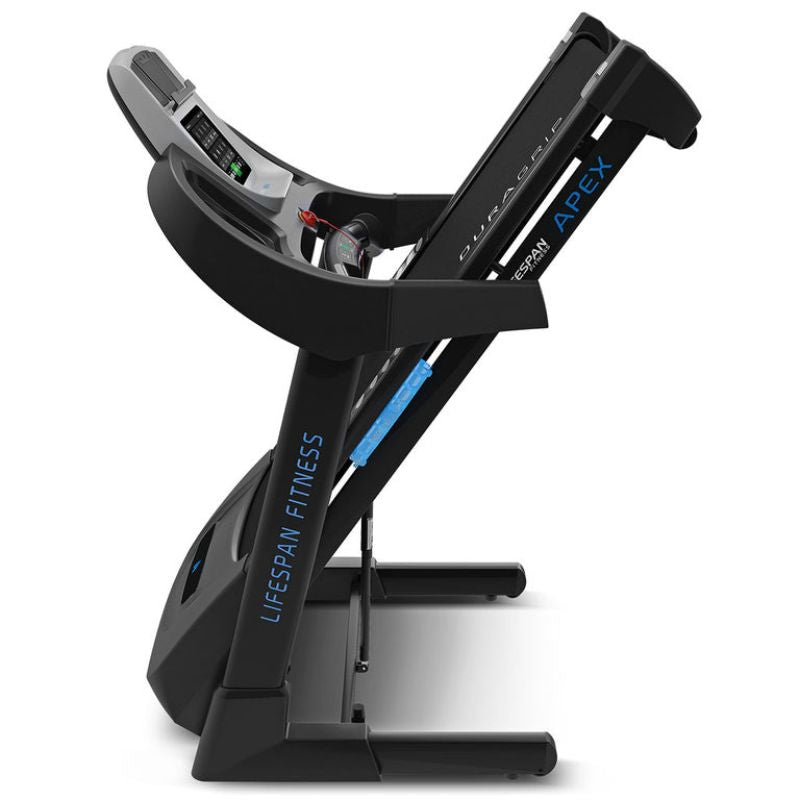 Lifespan Fitness Apex Smart Treadmill Look When Folded Left Side View
