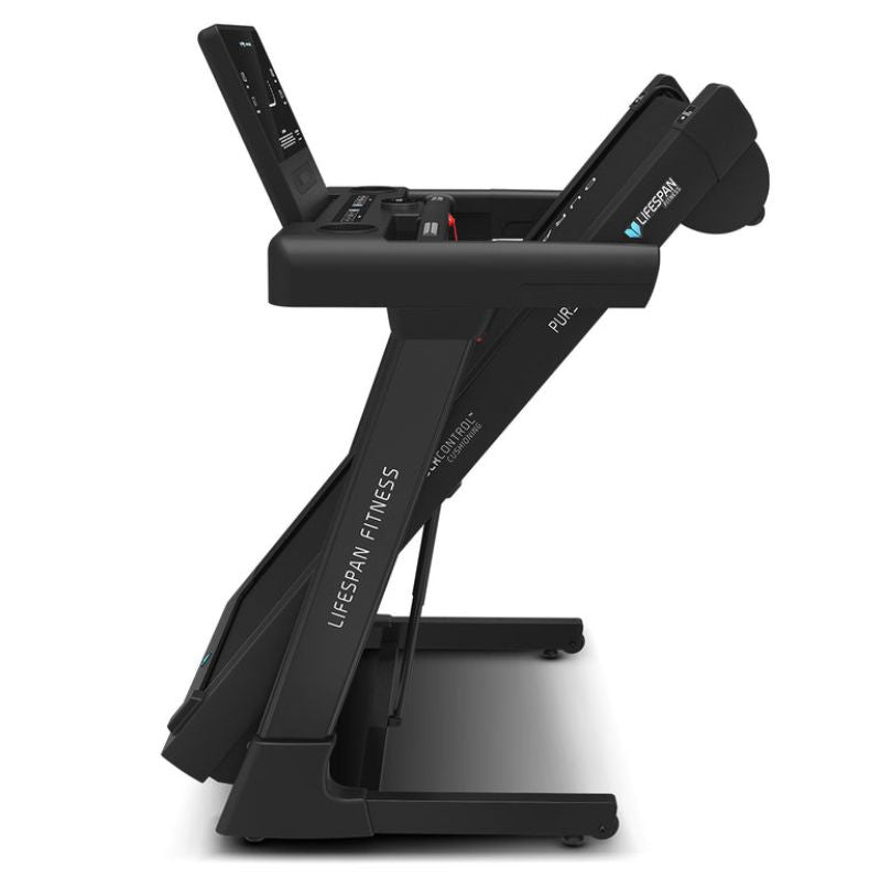 Lifespan Fitness Pursuit MAX Treadmill Left Side View When Folded