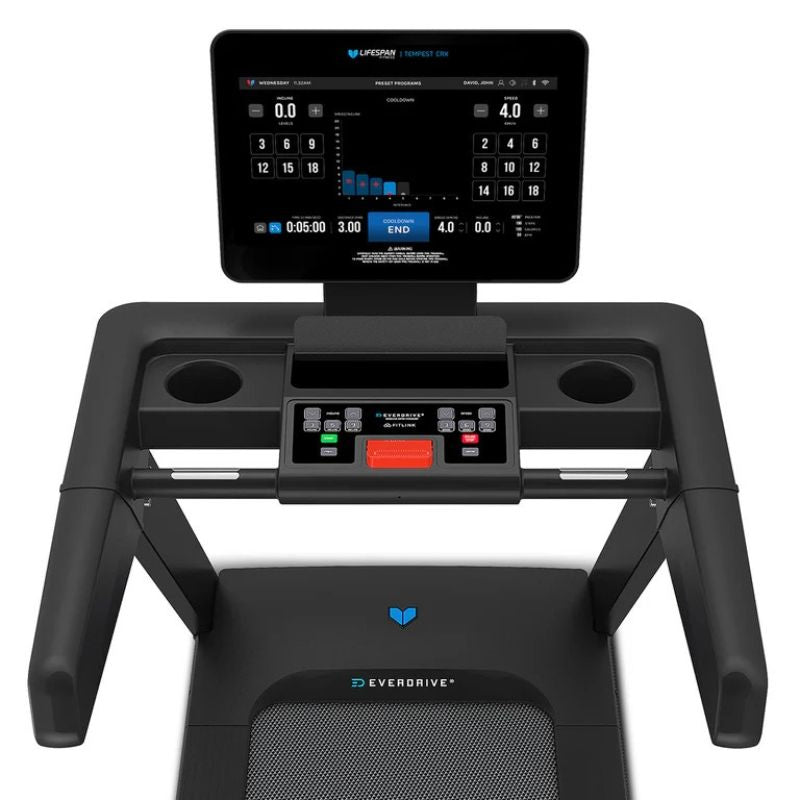 Lifespan Fitness Tempest CRX Commercial Smart Treadmill Control Display Monitor Whole Look Top View