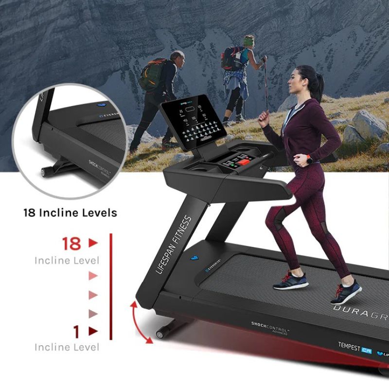 Lifespan Fitness Tempest CR Commercial Treadmill Incline Dimensions