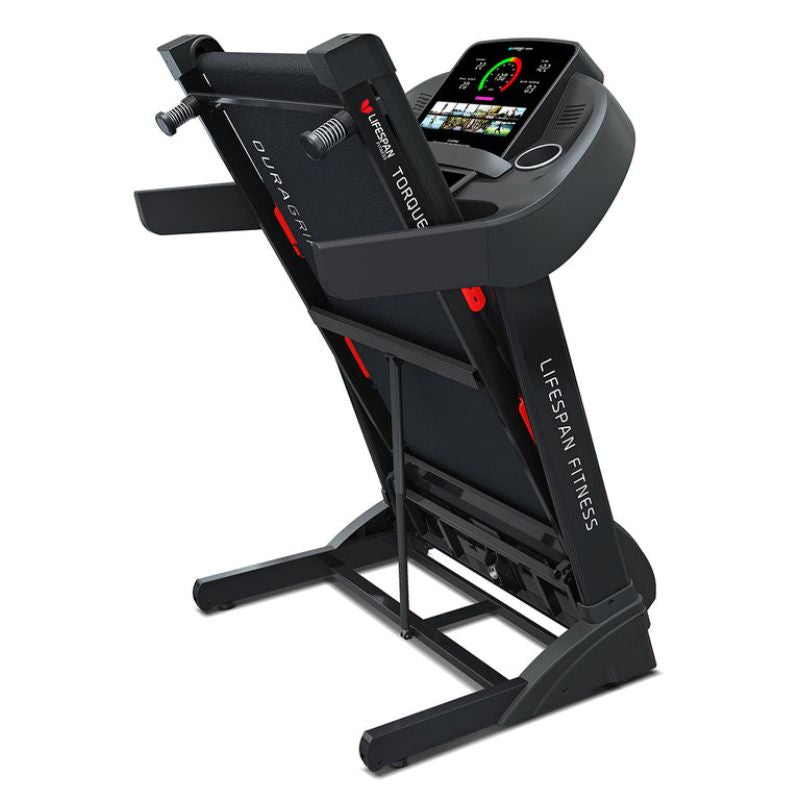Lifespan Fitness Torque Treadmill Right Side View Look When Folded