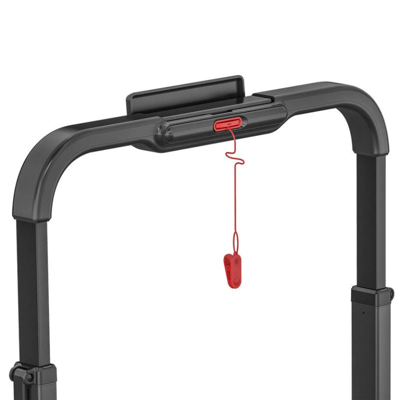 Lifespan Fitness V-FOLD with SmartStride Folding Treadmill Closer Look of the Safety Handle Bar