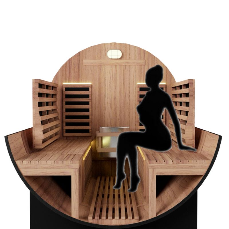 NUVIE Fusion 6–8 Person Hybrid Barrel Sauna Look when 1 person use