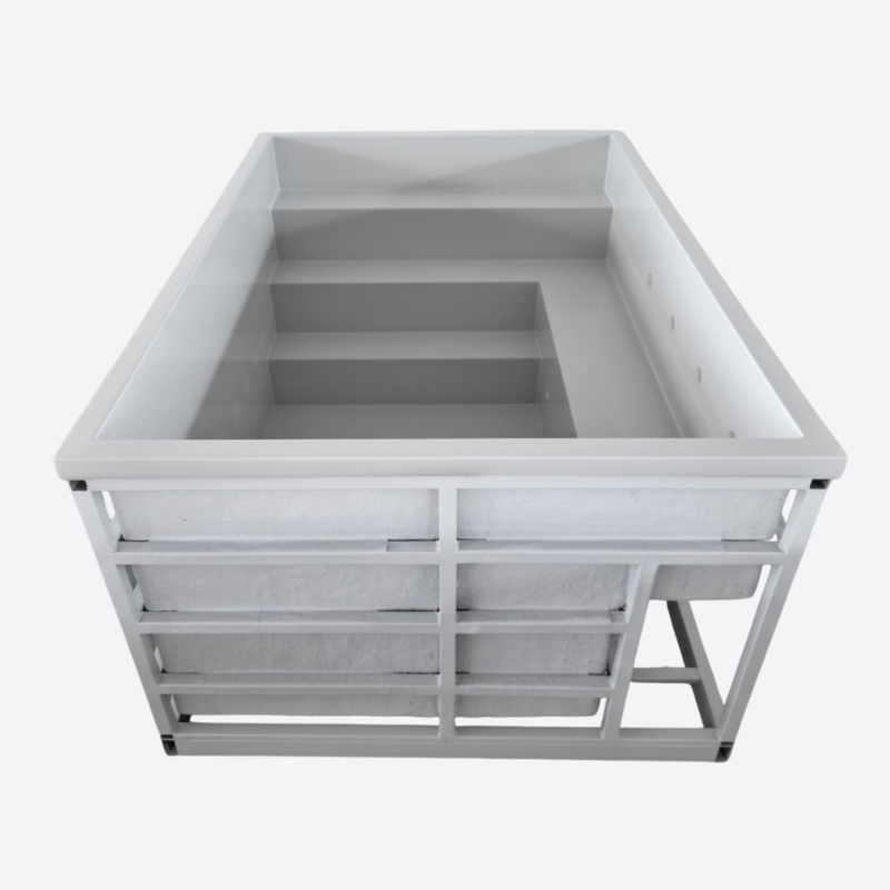 Nest Wellness 10 Person Fibreglass Plunge Pool Pearl Grey Metal Frames