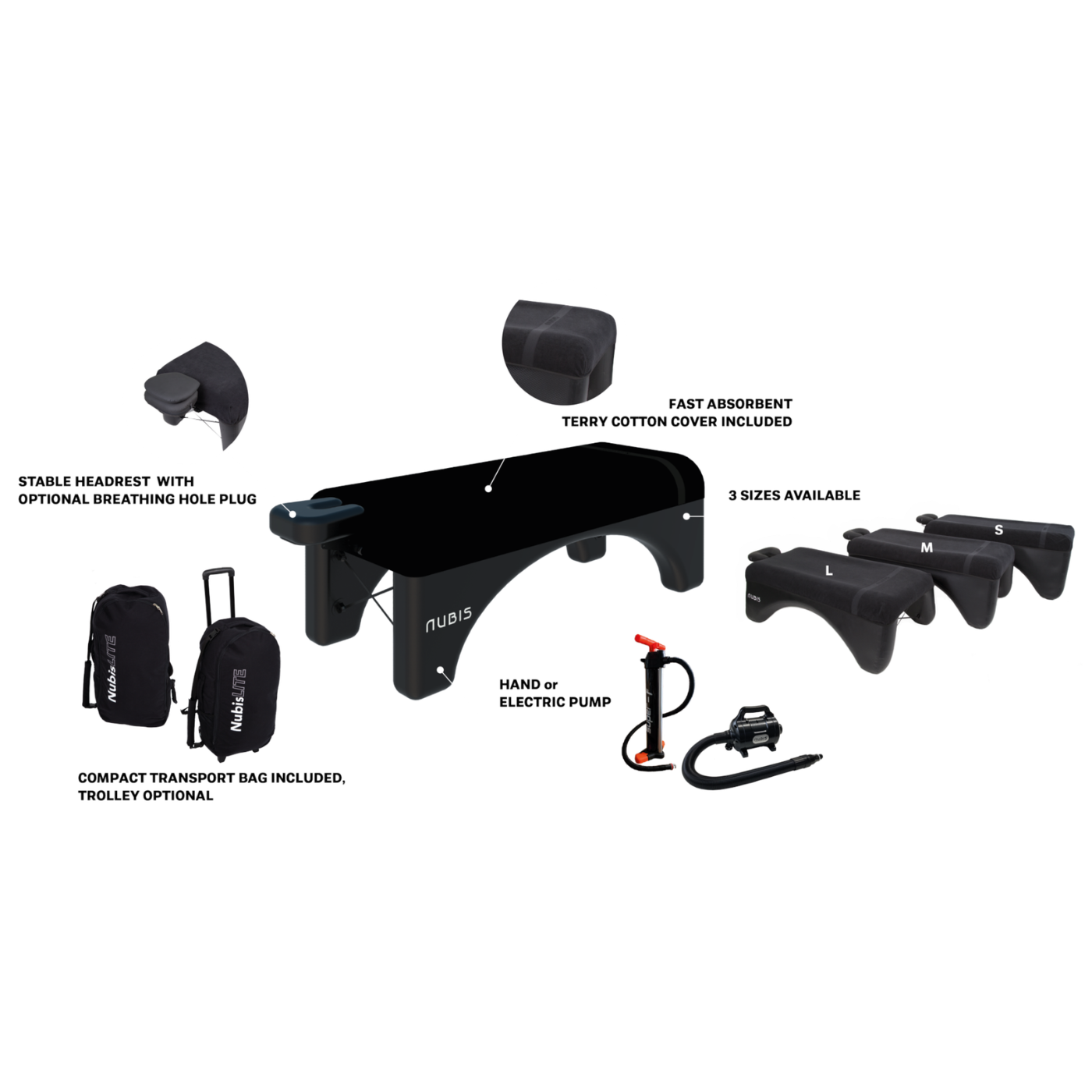 Nubis NubisLite Pneumatic Massage Table Features and Inclusions