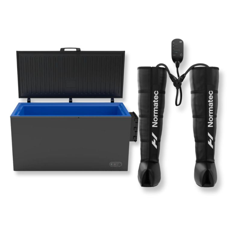 Ice Bath & Compression Home Recovery Bundle | Normatec 3 Legs and Plunge City Chest Freezer Ice Bath