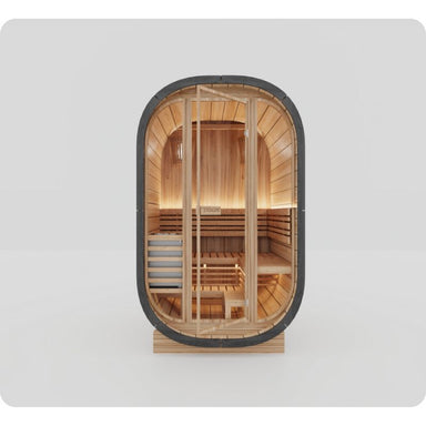 PlusLife 2-3 Person Mini Traditional Outdoor Sauna Front View