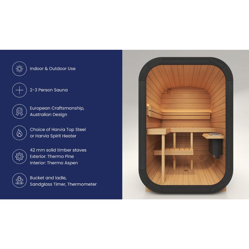 PlusLife 2–3 Person Mini 2.0 Traditional Outdoor Sauna Specifications