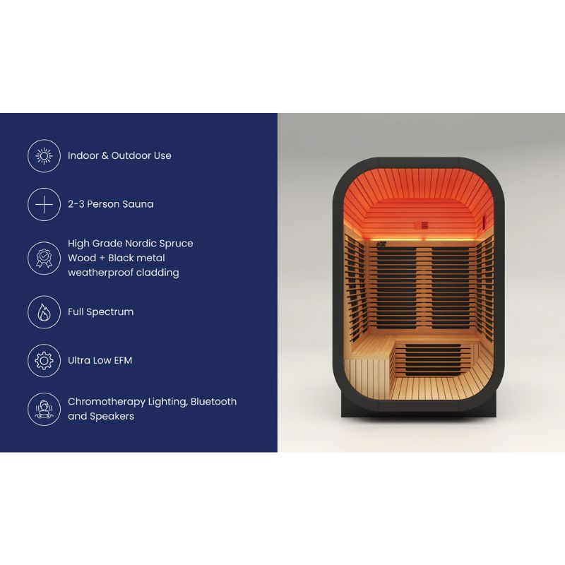 PlusLife 2–3 Person Mini Full Spectrum Outdoor Infrared Sauna
Specifications