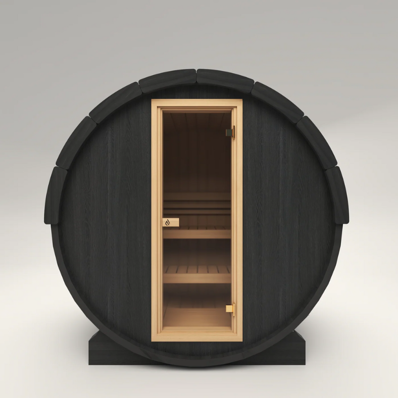 PlusLife 4–5 Person Cove Barrel Outdoor Traditional Sauna Full Glass Door