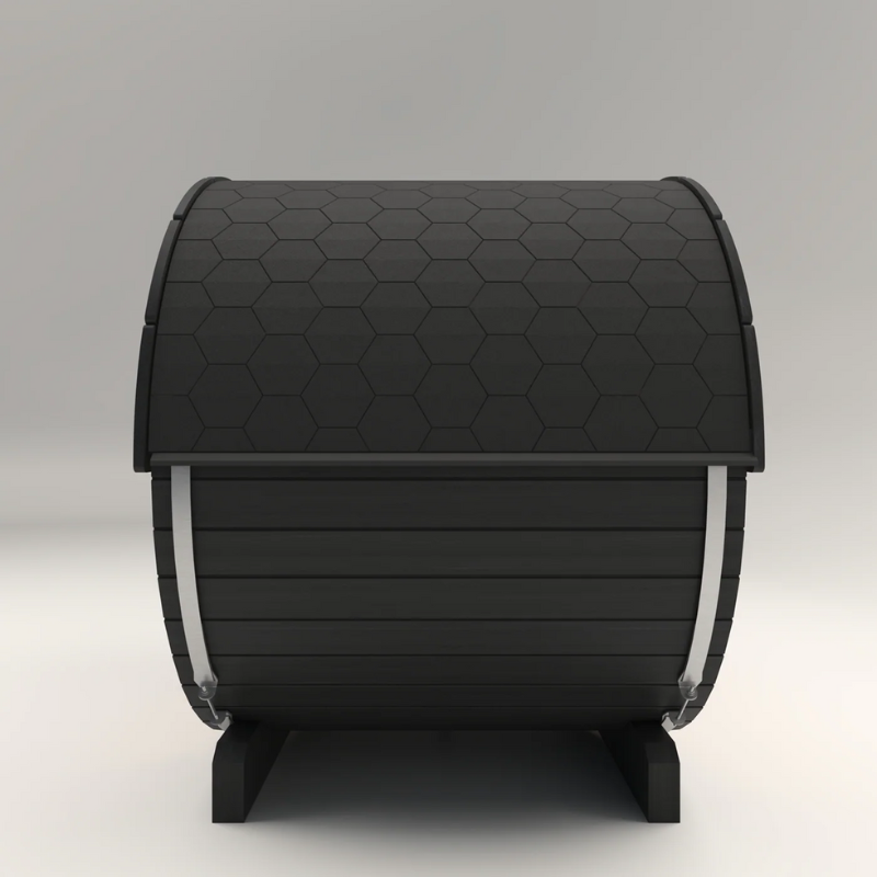 PlusLife 4–5 Person Cove Barrel Outdoor Traditional Sauna Side Top View