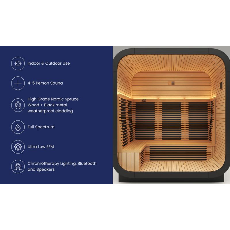 PlusLife 4-5 Person Max Full Spectrum Outdoor Infrared Sauna
Full Specification