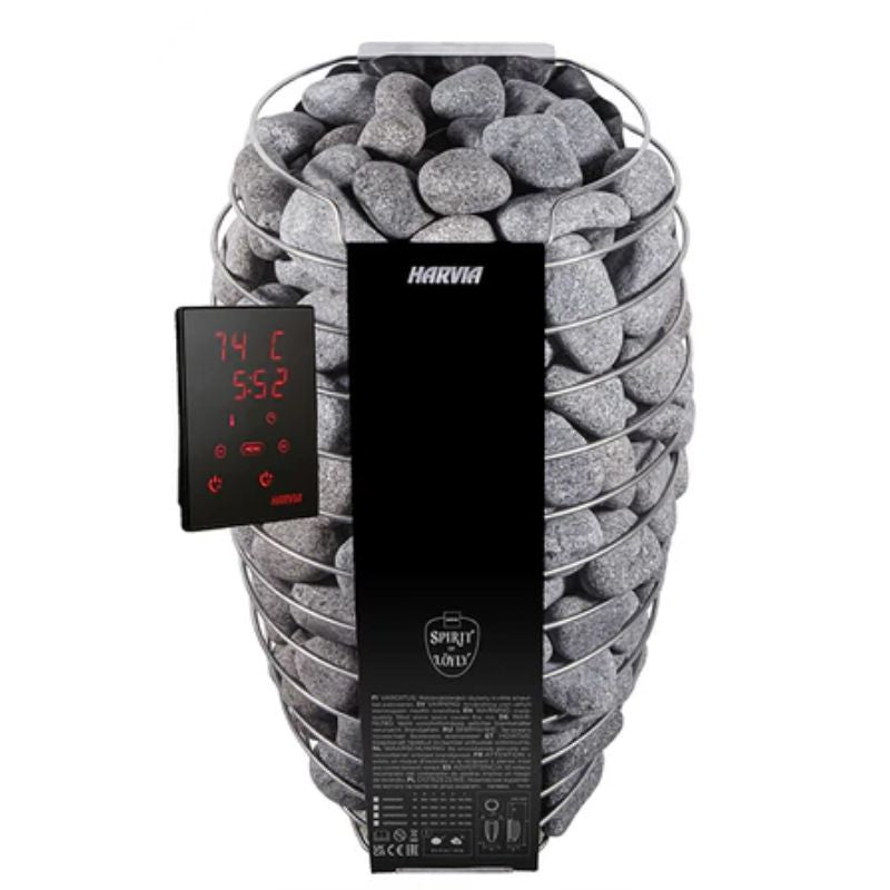 PlusLife 6-8 Person Meridian Barrel Outdoor Traditional Sauna's Harvia Spirit Heater